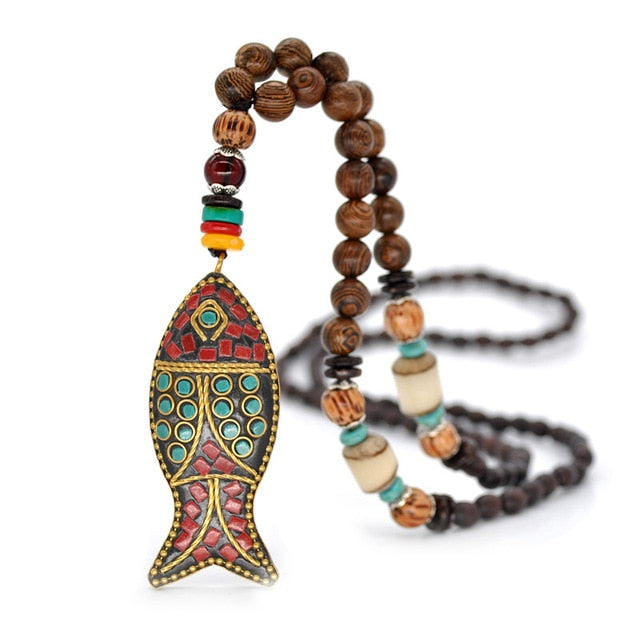 Natural Nepal Wood Beads Necklace