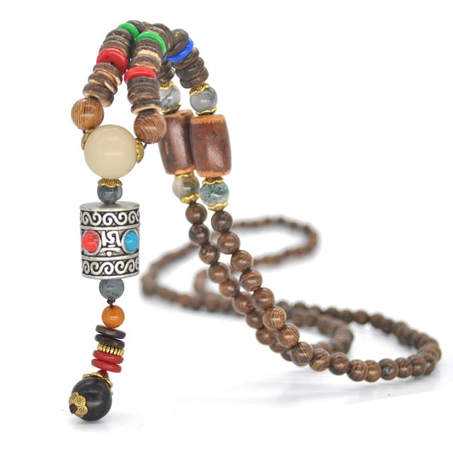 Natural Nepal Wood Beads Necklace