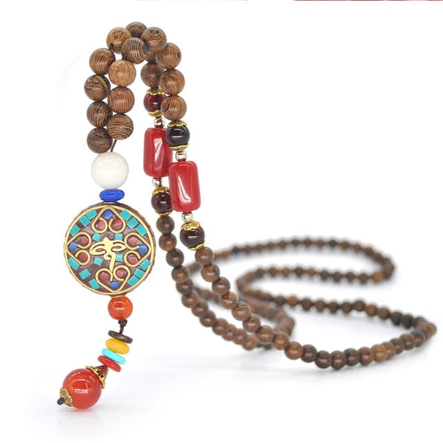 Natural Nepal Wood Beads Necklace