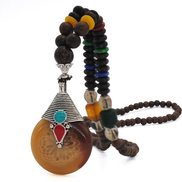 Natural Nepal Wood Beads Necklace